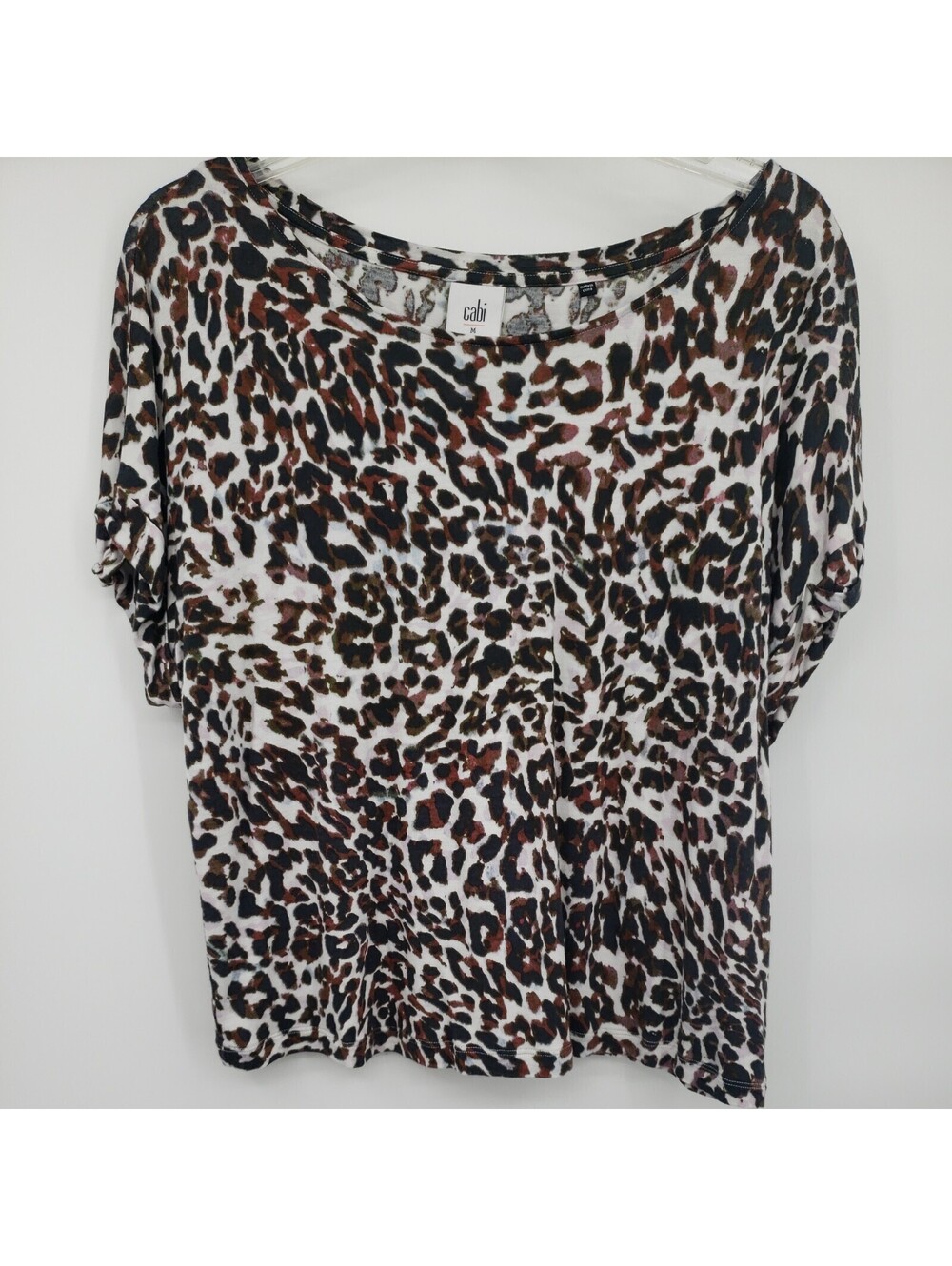 Cabi Women's Shirt T Medium Brown Black Animal Print #3414